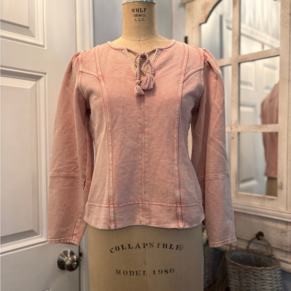 Anthropologie Pullover Cotton Cottage Core Modern Blush Pink Blouse Size Small